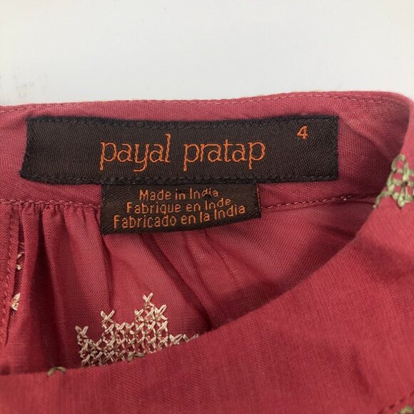 Anthropologie Payal Pratap Red Cross Stitch Embroidered Blouse Size 4 - Picture 7 of 9